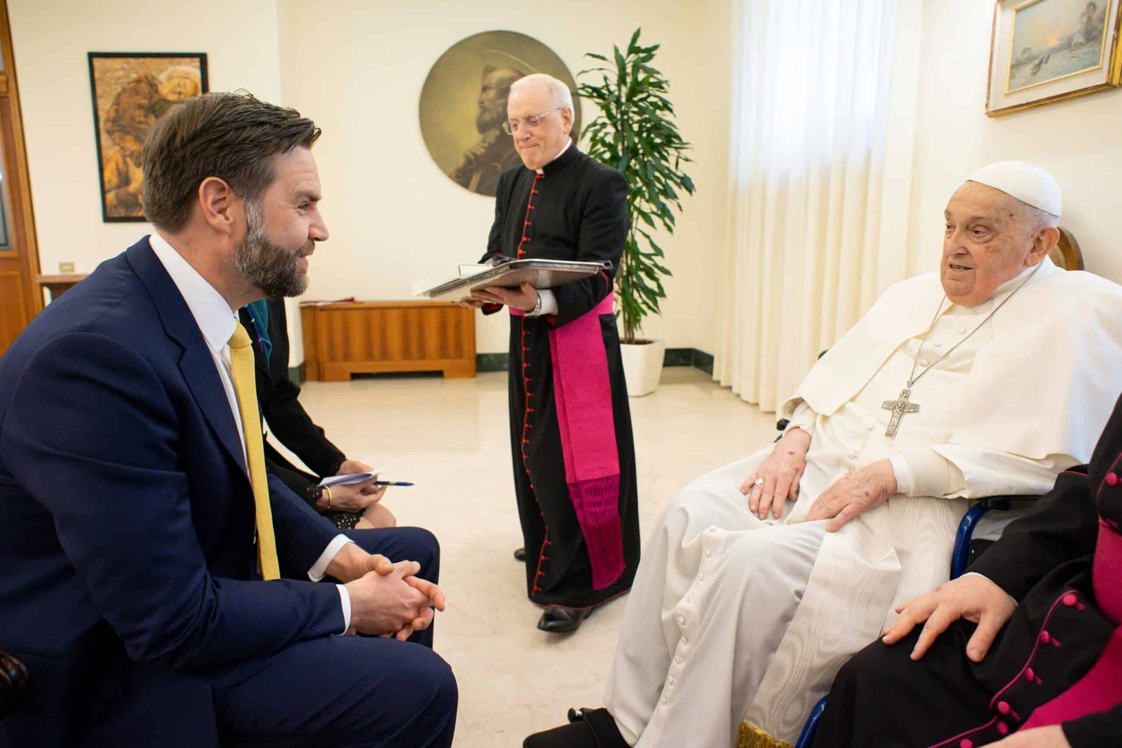Photo: Pope Francis meets with Vice President JD Vance and a delegation during an audience at Casa Santa Marta, April 20, 2025, in the Vatican
